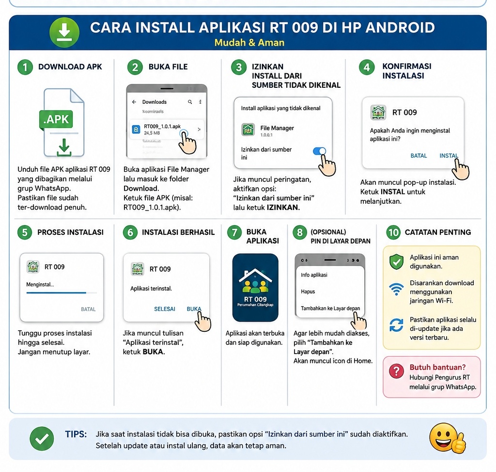 Panduan Cara Install Aplikasi RT 009 di HP Android